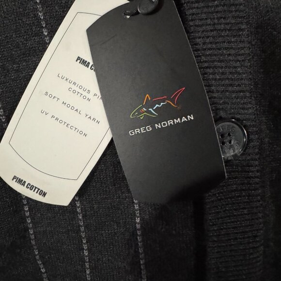 Mens Greg Norman Cardigan Charcoal Pinstripe Sweater (XXL) NWT - Picture 4 of 6